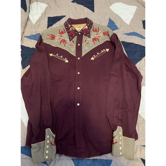 Vintage 1950s California Ranchwear Western Cowboy Gabardine Snap